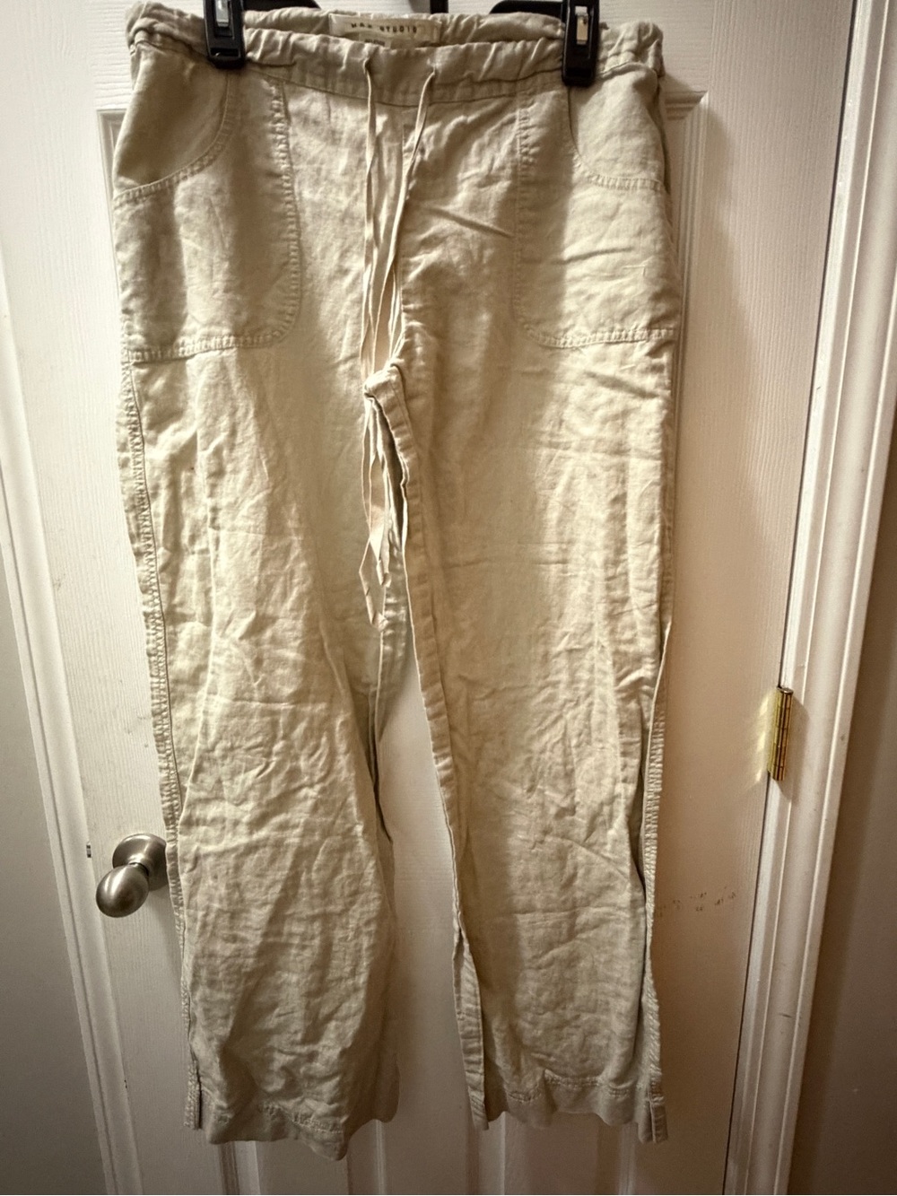 Max Studio Women’s Drawstring Linen-Blend Pants - khaki